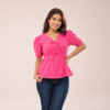 Schiffli Cotton Pink Peplum top