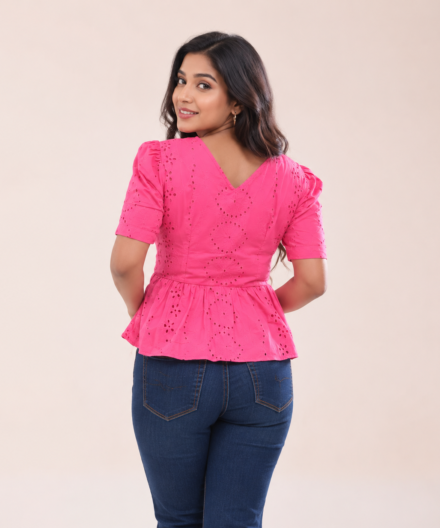 Alternative view of Pink Peplum Bow Top