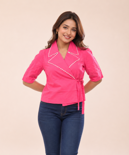 Asymmetric Cotton Wrap Top