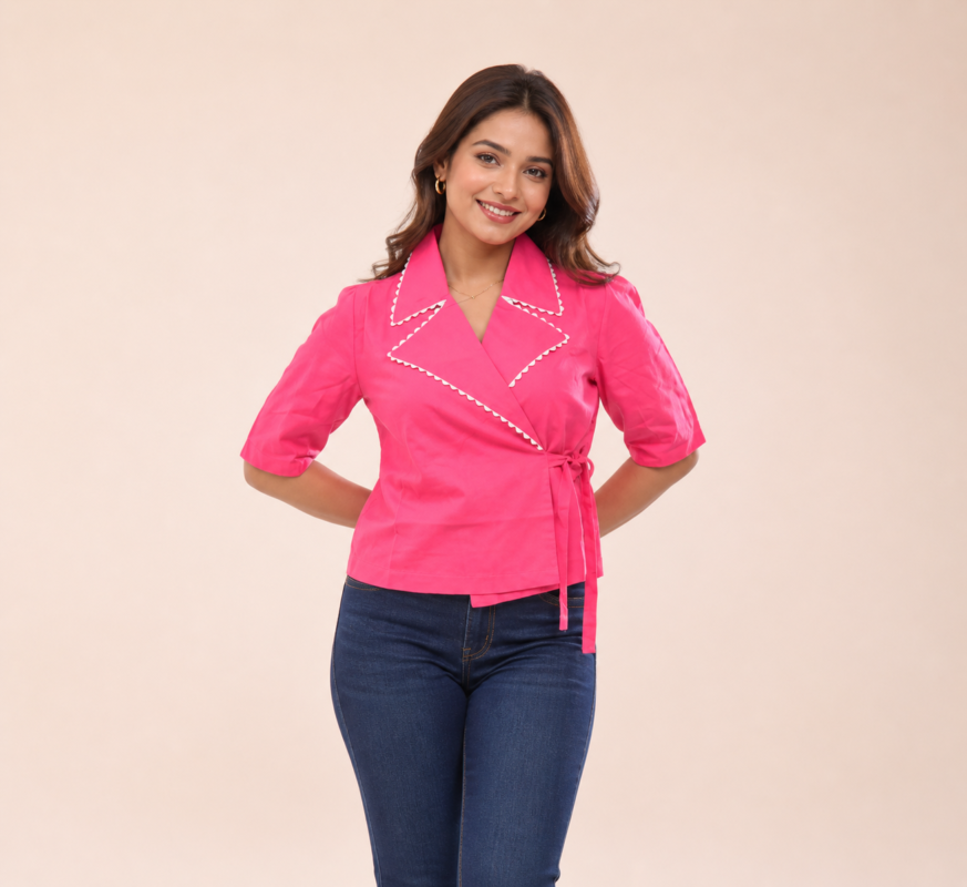 Asymmetric Cotton Wrap Top
