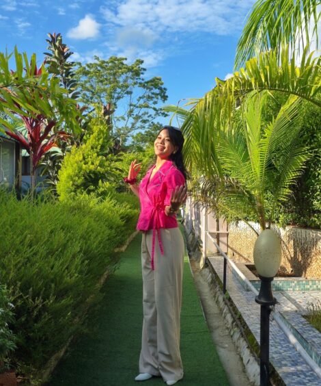 Alternative view of Asymmetric Cotton Wrap Top