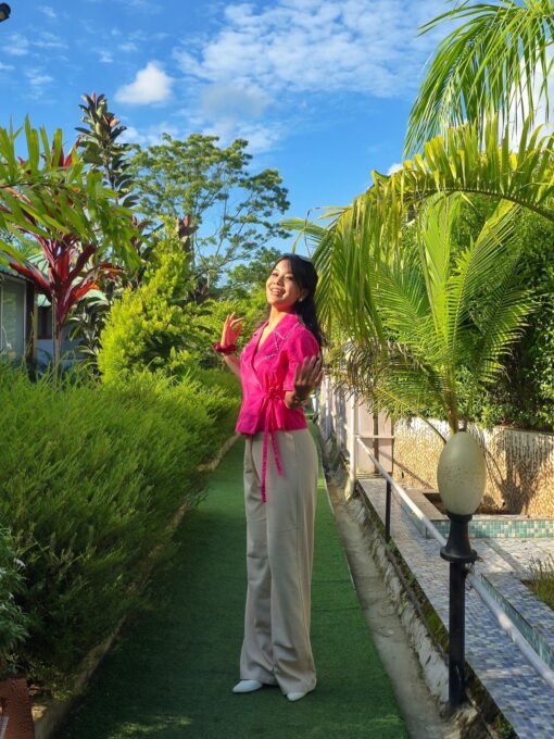 Asymmetric Cotton Wrap Top - Image 2