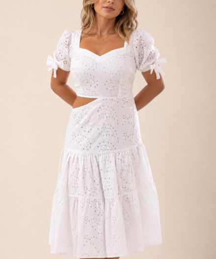 Cut-Out Cotton Midi Dress