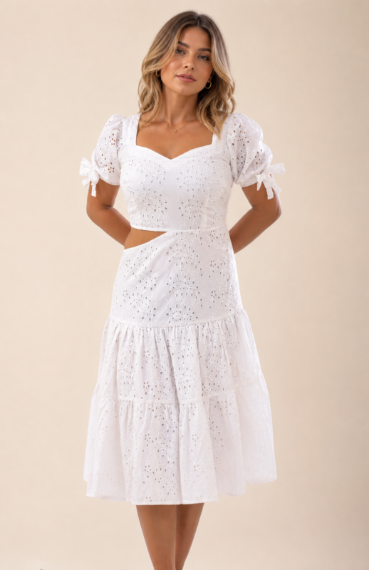 Cut-Out Cotton Midi Dress