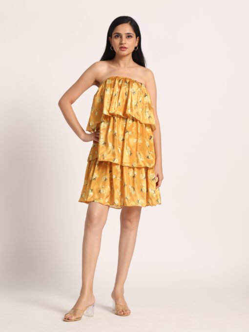 Floral Strapless Ruffle Dress - Image 2