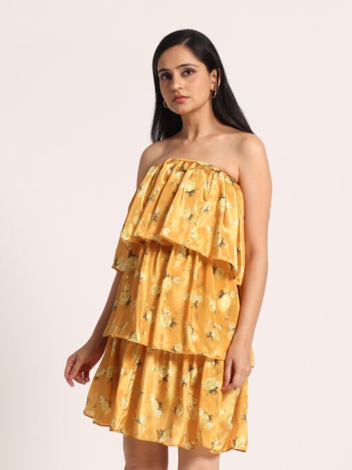 Floral Strapless Ruffle Dress - Image 3