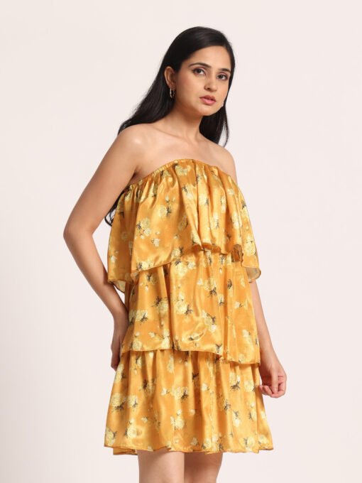 Floral Strapless Ruffle Dress - Image 4