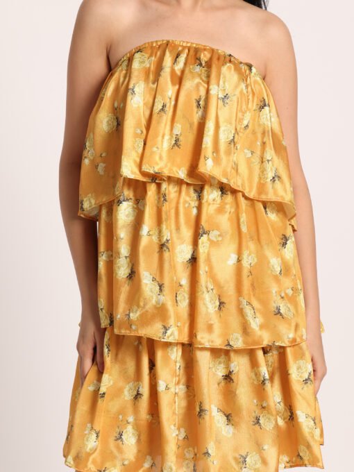 Floral Strapless Ruffle Dress - Image 5