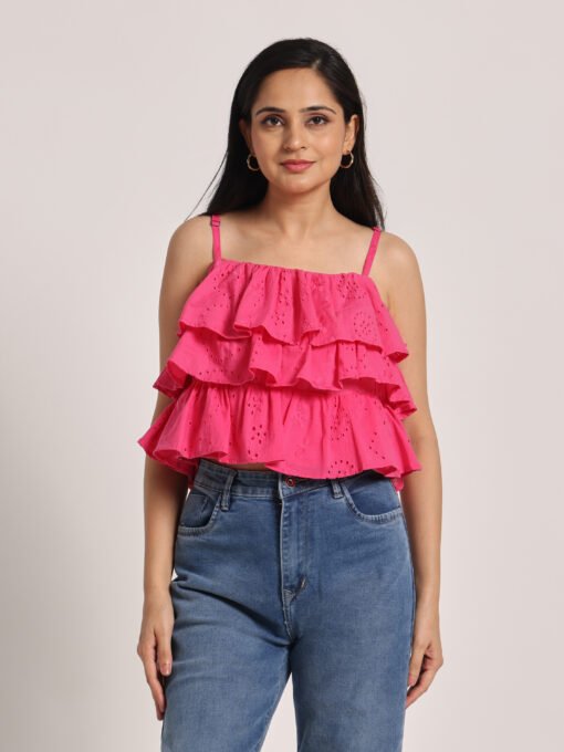 Cotton Schiffli Ruffle Top - Image 2