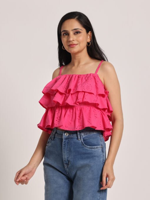 Cotton Schiffli Ruffle Top - Image 3