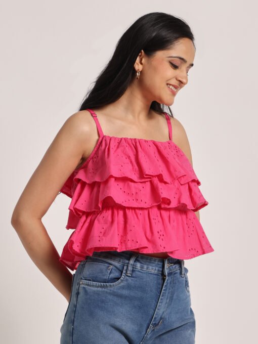 Cotton Schiffli Ruffle Top - Image 4