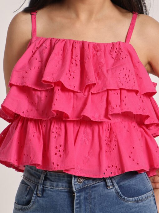 Cotton Schiffli Ruffle Top - Image 5