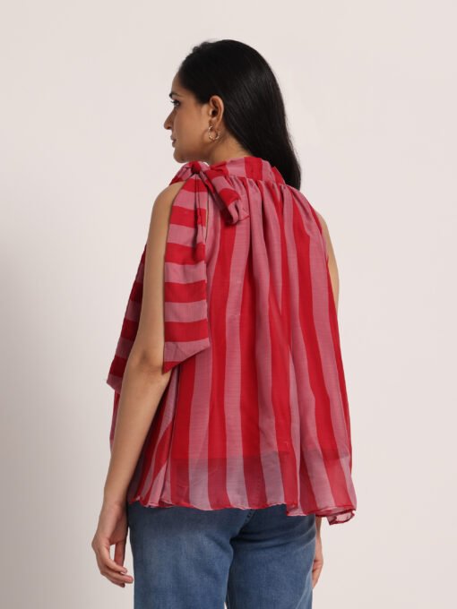Striped Sleeveless High Neck Top - Image 2