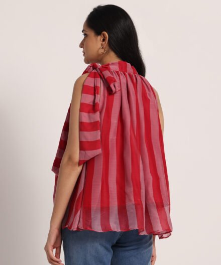 Alternative view of Striped Sleeveless High Neck Top